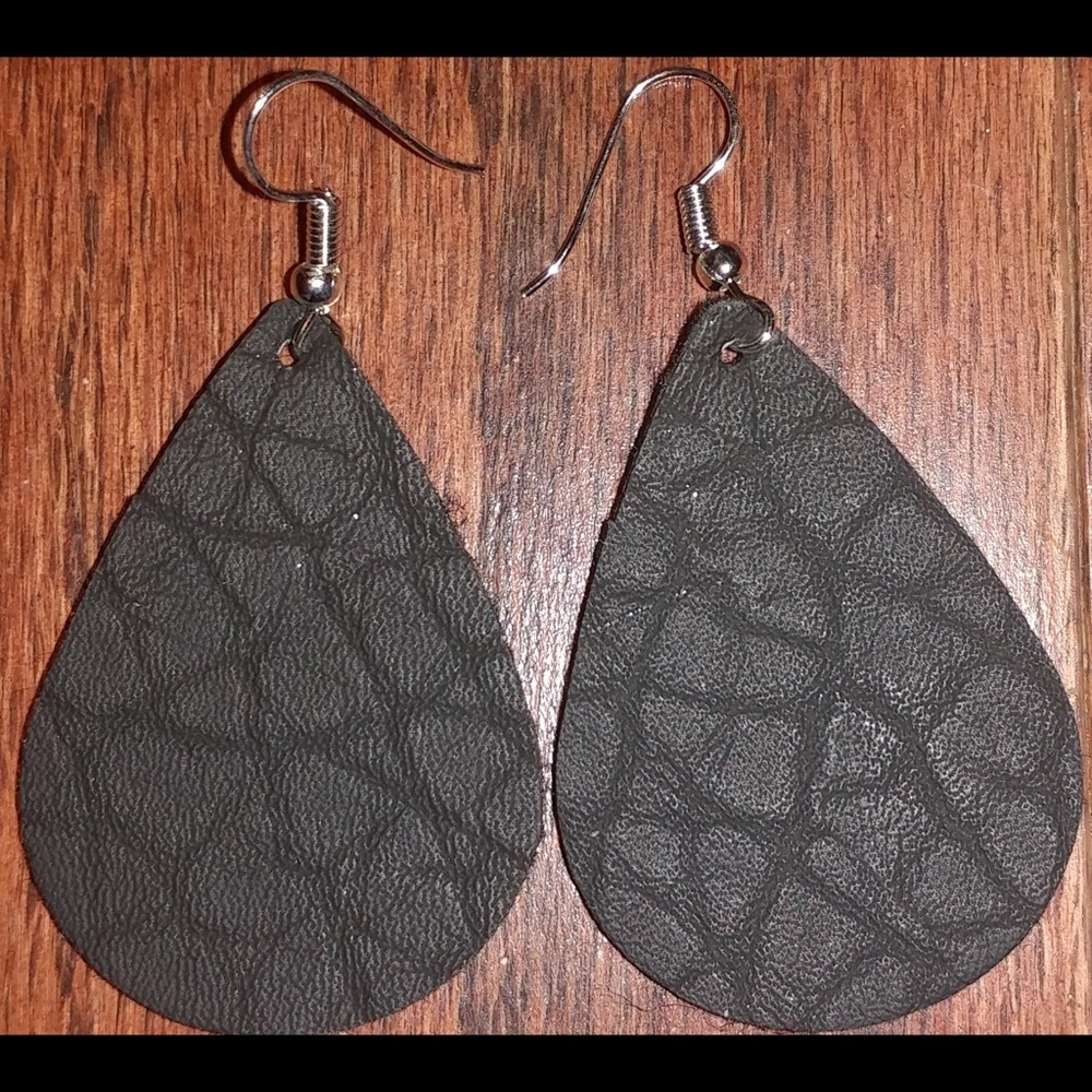 Leather Teardrop Earrings